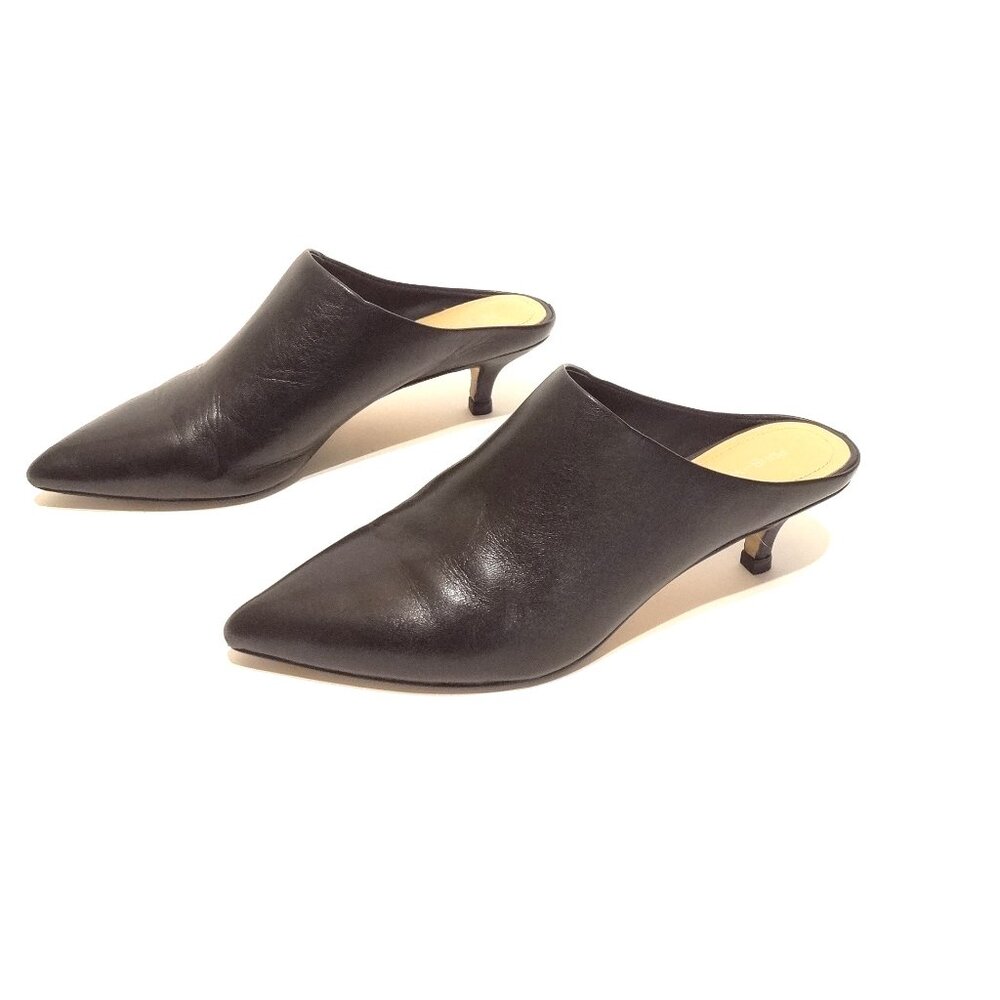 Pour La Victoire Women's Korrine Leather Kitten Heel Mules Black Size 6.5